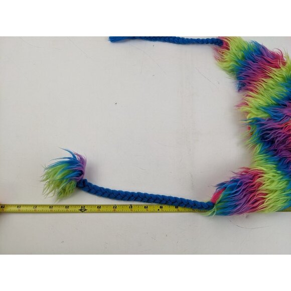 Rave + Roar Y2K Bunny Series EDM Rainbow Multicolor Pom Poms Fuzzy Hat Winter - Picture 11 of 14